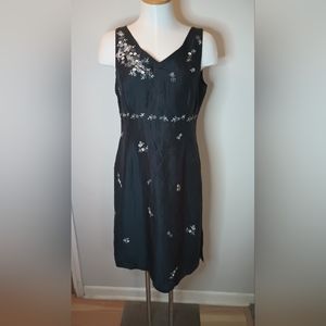 Harold's black silk dress flowers size 8 women's